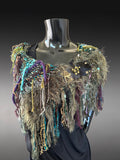 Avant garde merino Cowl with fringe and clasp, boho style accessories