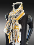 Bold mustard and gray Avant Garde couture eco-friendly fabric scarf