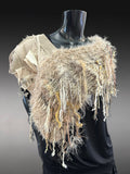 Knit Boho Chic Poncho in beige cream tones, eco friendly shoulder wrap