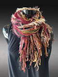 Pink bohemian style fringe scarf, cowgirl style, funky scarf