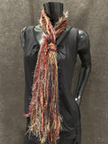 Boho style scarf in autumn burgundy brown tan, funky scarves