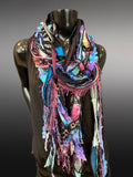 Shreds Fringie Scarf, street style scarf, purple blue scarf