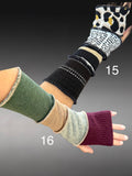 Fabric eco-friendly arm warmers, fingerless gloves, upcycled sweater sleeves