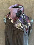 Street style couture purple black neck cowl, eco-friendly fashion