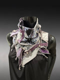 Eclectic eco couture purple gray fabric neck cowl scarf, street style fashion neckwarmer