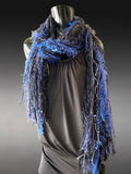 Boho style Scarf in Electric Blue Black, Indie fashion