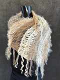 Knit Boho Chic Poncho in cream beige, boho style clothing