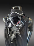 Street style couture black white neck cowl, eco-friendly fashion, pop culture fashion