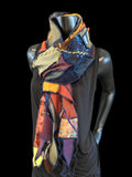 Hippie couture eclectic scarf, vibrant color scarf, bohemian fashion