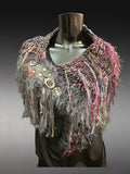 Luxury artwear handspun cowl with snaps and larp details, Indie fashion, boho cowl, larp accessories