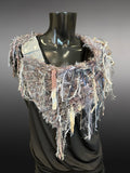 Luxury knit couture fringe cowl, Indie capulet, bohemian handmade cowl