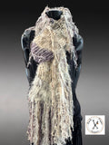 Women ivory boho shawl, Knit Fringed Scarf, bohemian, fur scarves