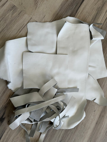 Premium grade A white leather Scraps - purse making supplies