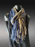 Boho style Scarf in Electric Blue Tan, Indie fashion