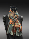 Boho couture eco-friendly fabric scarf, pull-through scarf, pop culture scarf
