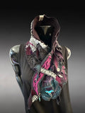 Boho couture fabric scarf, eco-friendly fashion, pop culture scarf