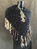 Knit Black Fringed poncho, game of thrones