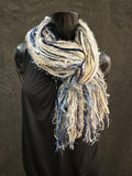 Bohemian style fashion scarf in blue jean tones, luxury art scarves