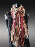 Pink bohemian style fringe scarf, cowgirl style, funky scarf