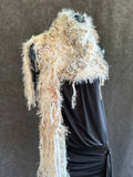 Women ivory boho scarf, Scrappy Fringed Scarf