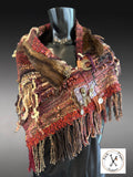 Hand Woven cowl with art yarns, indie shawl, bohemian scarves, luxury shoulder wrap