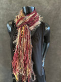 Fringie scarf in burgundy beige shades, Fringe Scarf, bohemian style, boho chic