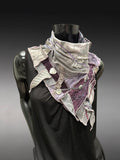 Eclectic eco couture purple gray fabric neck cowl scarf, street style fashion neckwarmer