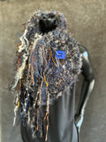 Hand knit Eclectic Cowl, brown blue huntress cowl