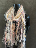 Fringie Yarn Scarf in cream pink black, boho fashion