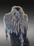 Hand knit Eclectic Cowl, charcoal gray faux fur luxury boho huntress cowl