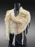 Knit Boho Chic Poncho in winter white and cream, boho style clothing