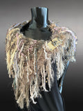 Luxury knit artisan fringe cowl with snaps, Indie capulet, bohemian inspired fashion,