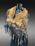 One of a Kind Luxury Red Fox Fur Statement Shawl | Artisan Fiber Art Collar Wrap, game of thrones collar
