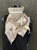 Upcycled couture taupe ivory neck cowl, eco-friendly fashion