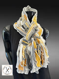 Bold mustard and gray Avant Garde couture eco-friendly fabric scarf
