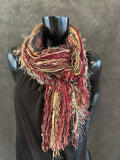 Fringie scarf in burgundy beige shades, Fringe Scarf, bohemian style, boho chic