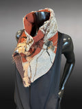 Upcycled couture unisex neck cowl scarf, boho neckwarmer, postapoc