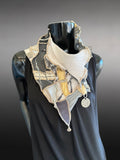 Upcycled couture beige ivory neck cowl, boho neckwarmer, eco-friendly fashion