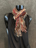 Boho style scarf in autumn burgundy brown tan, funky scarves