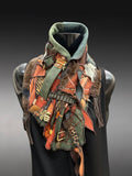 Boho couture fabric scarf, eco-friendly fashion, pop culture scarf