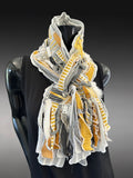 Bold mustard and gray Avant Garde couture eco-friendly fabric scarf