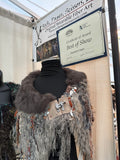 Luxury fur poncholette with clasp, couture avant garde fashion, game of thrones collar