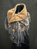 Luxury Fur Collar Statement Shawl | Artisan Fiber Art Beaver Wrap, game of thrones collar