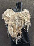 Knit Boho Chic Poncho in beige cream tones, eco friendly shoulder wrap