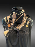 Avant-Garde Upcycled Textile Collar Scarf, One-of-a-Kind Statement Neckpiece in Black & Earth Tones