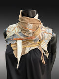 Bohemian style couture gray beige neck cowl, eco-friendly fashion