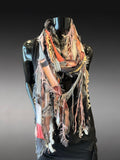 Avant garde cream beige pink couture eco friendly Scarf, bohemian style scarves, upcycled fashion