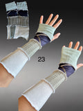 Fabric knit upcycled arm warmers, wrist cuffs, fabric fingerless gloves, upcycled sweater sleeves, arm warmers, Glovies - fingerless mittens