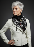 Street style couture black white neck cowl, eco-friendly fashion, pop culture fashion