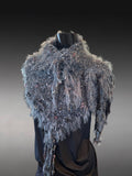 Hand knit Eclectic Cowl, charcoal gray faux fur luxury boho huntress cowl